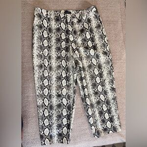 Eloquii Black and White Snake Print Faux Leather Pants